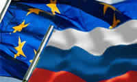 Vlaggen EU en Rusland