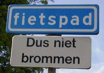 Bord fietspad -- dus niet brommen